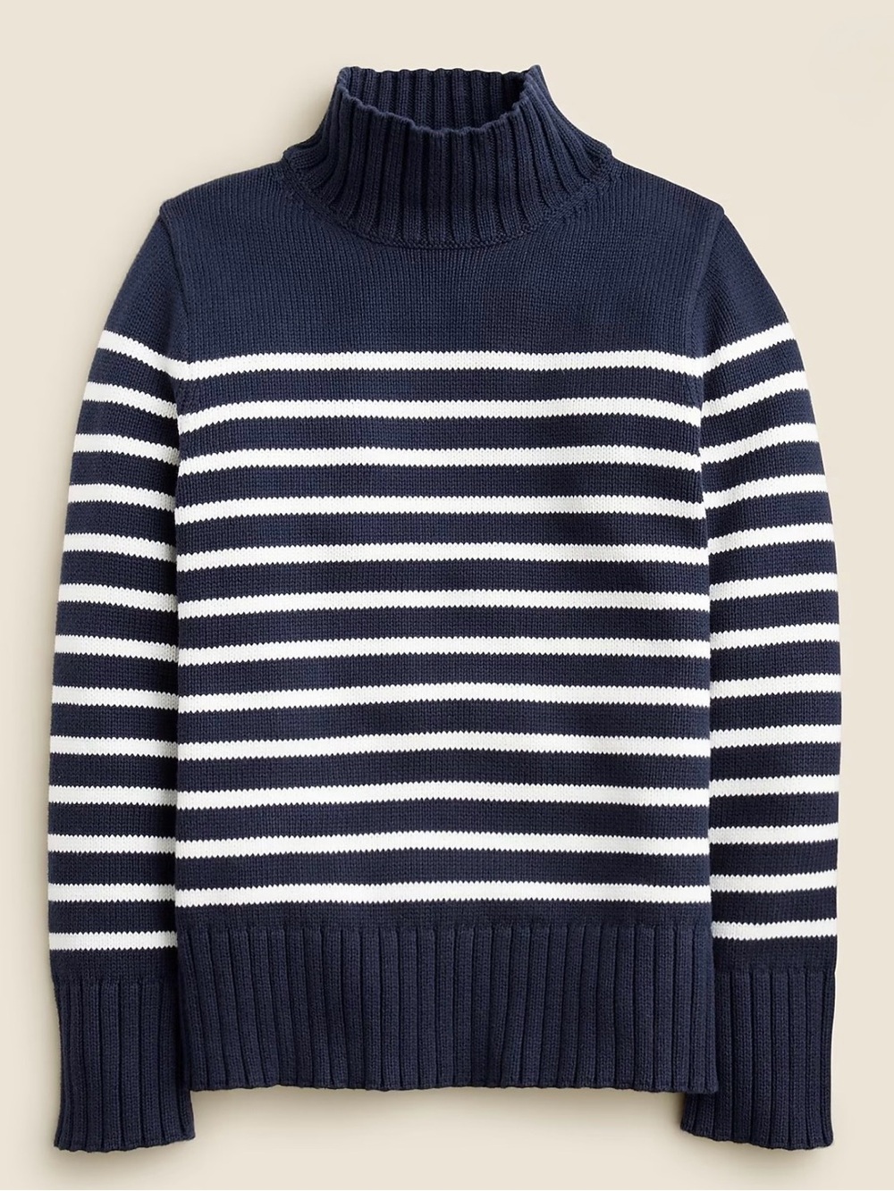 J. Crew Navy and White Striped Turtleneck Sweater NWT